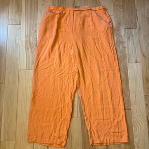 Vintage Diane von Furstenberg Silk Assets Orange Wide Leg Pants Plus Size 2X